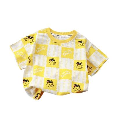 China 2023 Summer Children's Clothing Viable Casual Children's Wear Baby Boy Cotton T-shirts Plaid Patchwork for sale