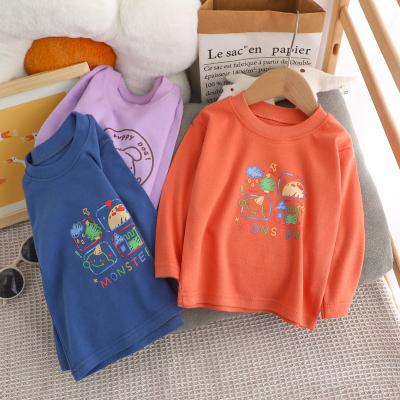 China Breathable Pure Cotton Long Sleeve Cotton T Shirts For Girls Kids for sale