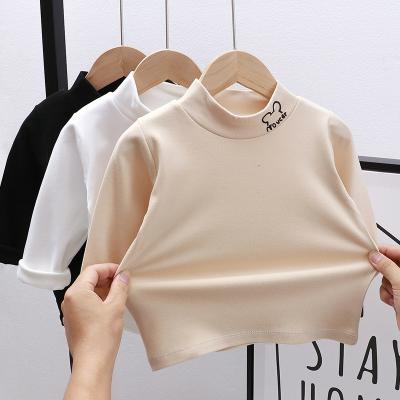 China 2023 Solid Colors Autumn Winter Toddler Velvet Warm Breathable Turtle Neck Knitwear For Girls for sale