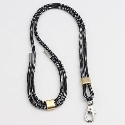 China 2022 new high quality polyester round phone cord with colorful metal ferret metal hook for hanging phone or cards for sale