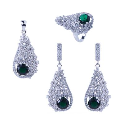 China Trendy Luxury Fashion Wedding Jewelry 925 Silver Bridal Jewelry Sets for sale