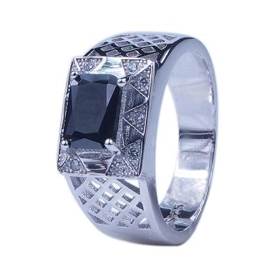 China FASHIONABLE Popular Men Ring Big Stone Ring Designs 925 Sterling Silver mirco Pave Setting CZ Ring for sale