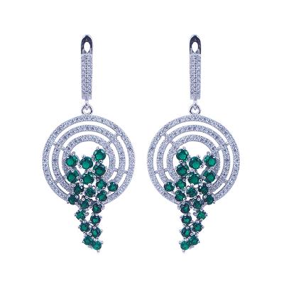 China FASHIONABLE Wholesale Market Green Porcelain Jewelry Silver Earrings for sale