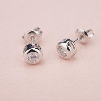 China 925 fashionable high quality simple silver zircon stone earrings for sale