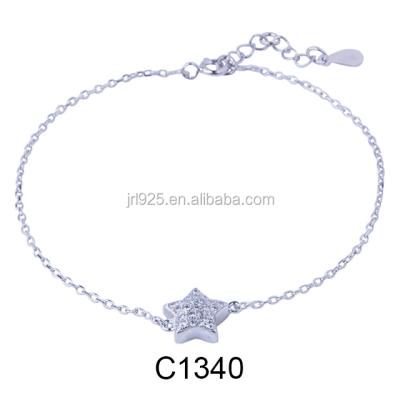 China CLASSIC Star Shape Simple Fancy Bracelet 925 Sterling Silver CZ Bracelet For Girls for sale