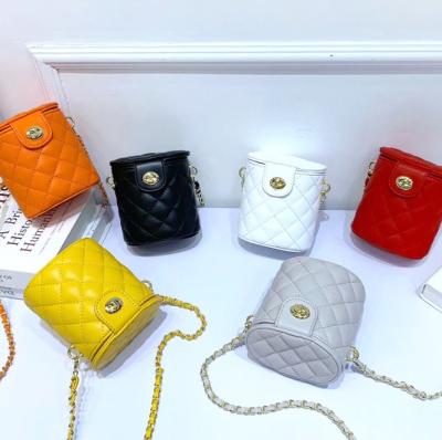 China Fashion Mini Bucket Bag Small Soft Ling Plaid Shoulder Bag Ins Tiny Handbags For Women Kids Cheap Cross - Body Clutch Purses for sale