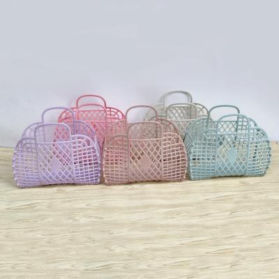 China New Yiwu Waterproof Supplier Plastic Purse For Girls Gift Bags 80s Style Retro Jelly Purse Cute Beach Bag Easter Basket for sale