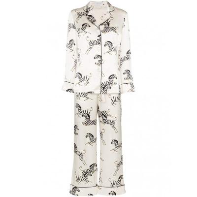 China Hot Selling Lion Zebra Pattern Pajamas Set QUICK DRY Silk Nightgown For Women Very Silky Smooth Breathable Nightgowns for sale