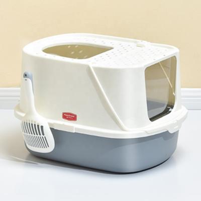 China Viable Crystal Tofu Sifting Cat Litter Box Bathroom To Garbage Tray Semi Automatic Cat Toilet Train For Cat for sale