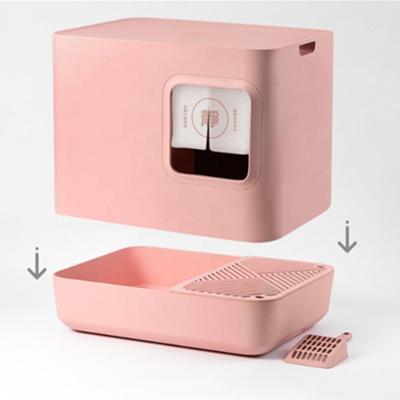 China Capsune Space Sustainable Luxury Smart Cat Toilet Large Cat Litter Sifting Tray Drawstring Liners Hidden Cat Litter Box for sale