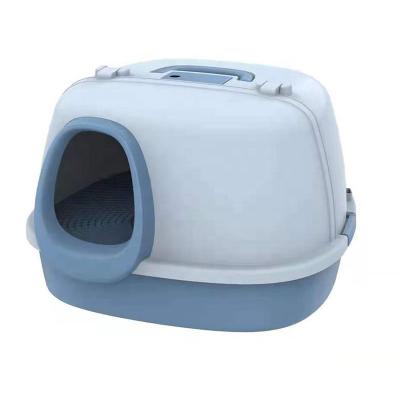 China 2021 New Sustainable Cat Litter Box Self Cleaning Semi Automatic Cats Collapsible Portable Trash Can Cat Litter Tray Toilet for sale