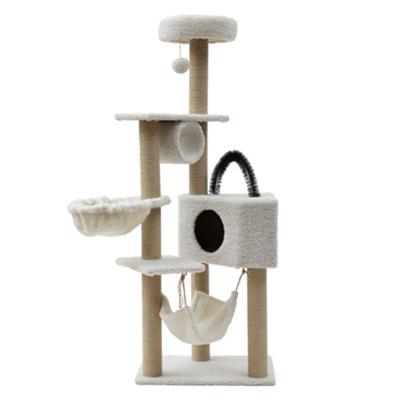 China Sustainable Cat Tree Tower Sisal Scratching Posts Toy Houses To Sway Large Plush Cat Tower Furniture Modern Cat Tree for sale