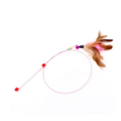 China High Quality Steel Wire Cat Stick Natural Feather Interactive Cat Wand Funny Toy Viable Factory Manufacture for sale