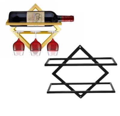 China Household FF269 iron wine rack wine display rack modern bar style glass folding wall hanging wine rack viable home for sale