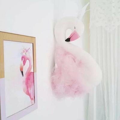 China O266 40cm Cloth Cute Hive Swan Head Animal Doll Stuffed Toy Swan Wall Hanging Decoration for sale