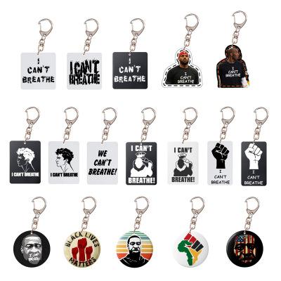 China Decoration P1025 I CAN'T BREATHE Key Chain Black Lives Matter George Floyd Party Favor Key Ring for sale