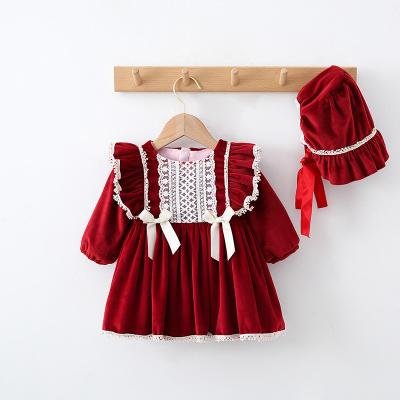 China Breathable Baby Girls Princess Dress Winter Wear Christmas Clothes Set Children Dresses Thicken Velvet Lovelyly Clothes for sale