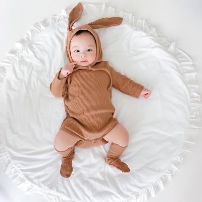 China Autumn regular net Korean baby clothes young celebrity baby with hat rabbit shape donkey cute clothes newborn three-piece suit for sale