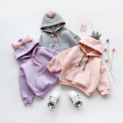 China Anti-wrinkle 2t Girls Coagulate Hoodies 2021 Cute Casual New Autumn Winter Warm Baby Girls Clothes Cotton Sweatshirt Children Hooded Kids for sale