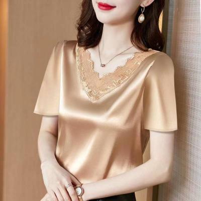 China Anti-pilling New Vintage Female Oversized Street Shirts Elegant Silk Summer Women's Fashion Satin Blouse for sale