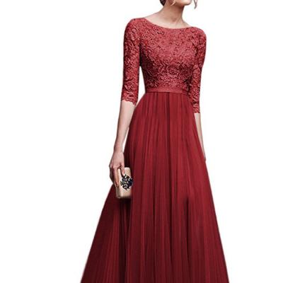 China New Breathable Banquet Lady Party Wedding Lace Thin Evening Dress Long for sale