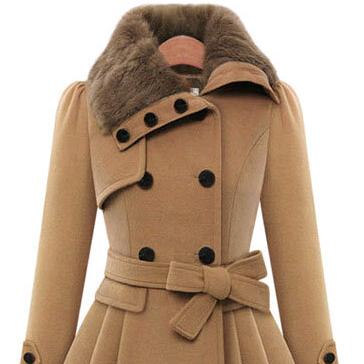 China Waterproof Women's Slim Mid Length Woolen Coat With Double Breasted Women Winter Coats for sale