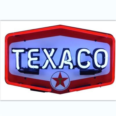 China metal frame and neon tube no moq drop shipping custom china garage sign texaco neon sign light wholesale factory price real glass advertising for sale