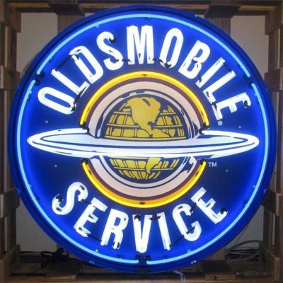 China Metal frame and neon tube no moq drop shipping real factory price china neon sign light oldmobile advertising garage wholesale custom glass sign for sale