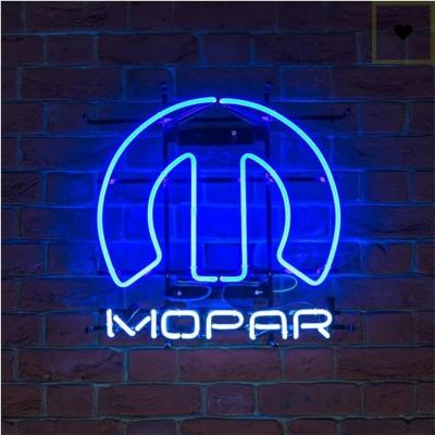 China Metal frame and neon tube no moq drop china factory price real shipping mopar neon sign garage wholesale custom glass advertising for sale