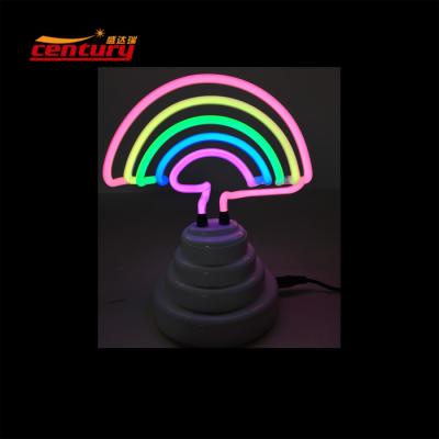 China USB Or Battery Low Price Rainbow Sign Small Glass Table Neon Lights for sale