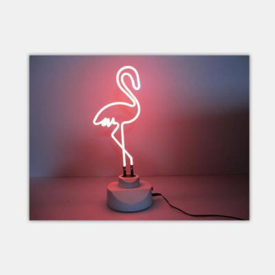 China Glass Tubes And Plastic Flamingo Base Neon Table Light With CE Certified Adapters for sale