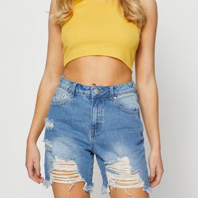 China Relaxed QUICK DRY denim high layered shorts for sale