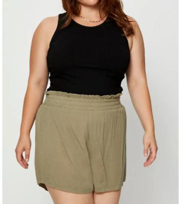 China Women Viable Pants High Waisted Bubble Pleat Khaki Shorts for sale