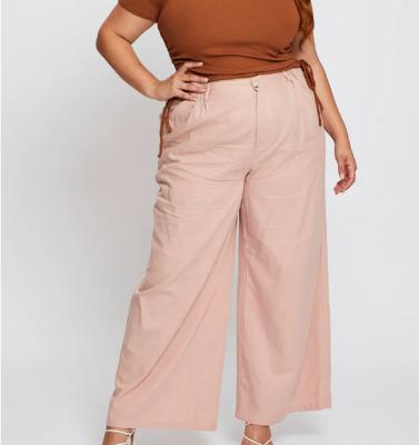 China Viable Women Plus Size Pants High Wide Leg Plain Breeches for sale