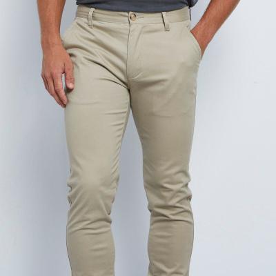 China Hot Selling Cotton Twill Regular Slim Fit Color Cotton Chinos Anti-Static Anti-Static Pant OEM Khaki Pant For Men Ethan Slim Chino Pant Natural for sale