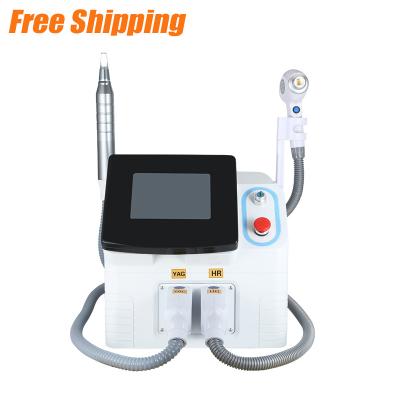 China Free shipping 755 808 1064 portable painless device whitening permanent hair removal/tattoo diode laser beauty machine salon 3 waves for sale