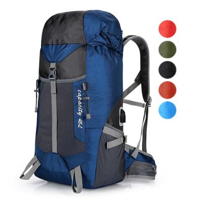 China With USB 45L Wholesale Lightweight Waterproof Camping Travel Outdoor Sport Hiking Backpacks for sale