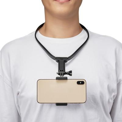 China Adjustable Neck Sports Camera Collar Mobile Phone Holder 360 Hanging Video First Person Phone Holder Outdoor Accessories for sale