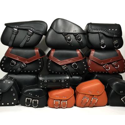 China Supplier Custom Waterproof Waterproof Motorcycle PU Saddle Bag Motorcycle Seat Side Tail Leather Side Bag for sale