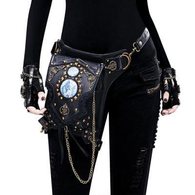 China Water Proof Europe Style Gem Woman Motorcycle Leg Waist Hip Pussy Pack Waterproof Leather Outdoor Shoulder Packing Thigh Increasing Bag for sale