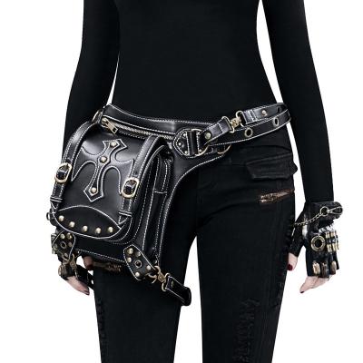 China New Design Water Proof Leather Steampunk Leg Waist Bag Fanny Pack Thigh Bag For Women Cool Messenger Bag for sale