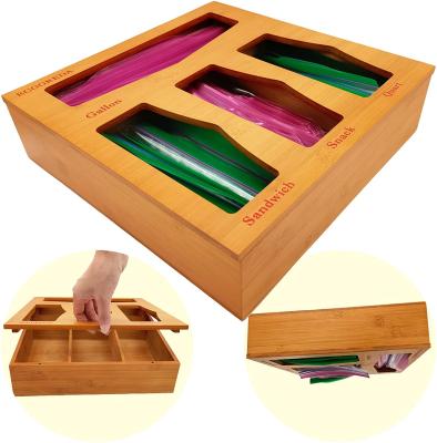 China Customized Sustainable Bamboo Ziplock Bag Storage Organizer For Kitchen Drawer With Logo On for sale