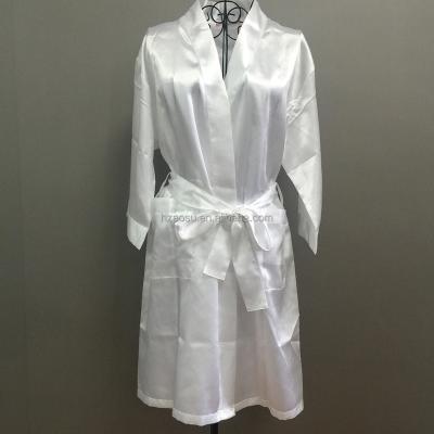 China Breathable Women's Short Kimono Robe Bride Edition Satin Wedding Robes for sale