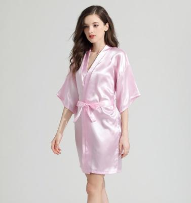 China Wholesale Breathable Simple Satin Robe Satin Bathrobe Factory Silk Robe for sale