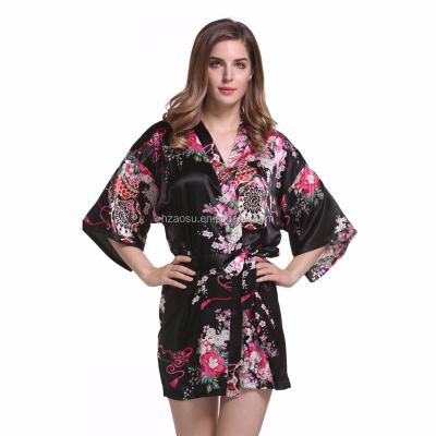 China Floral Breathable Satin Nightgown Robe for sale