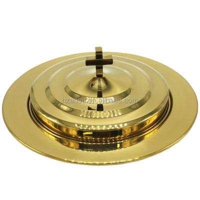 China Durable Brass Finish Stainless Steel Communion Bread Tray for sale