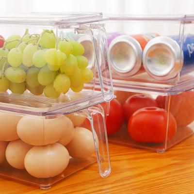 China High Quality Plastic Cool Storage Box Kitchen Baskets Freshness Storage Drain Fridge Organizer Set Stackable Fridge With Handle for sale