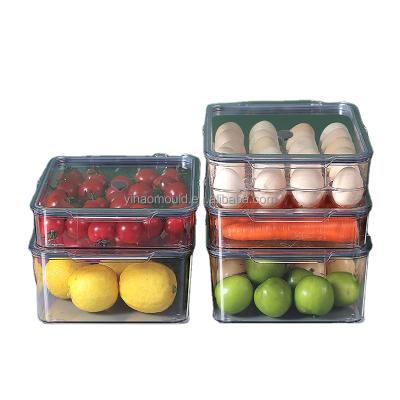 China Clear Plastic Freshness Keeping Kitchen Container Storage Box Trash Bins Reference Set Stackable Fridge Organizer With Lid for sale