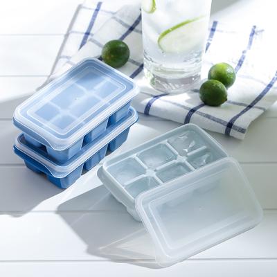 China Set 3 Kit Ice Mold Cube Plastic Suit Viable Small Fridge Blue Easy Release Plastic Tray for sale