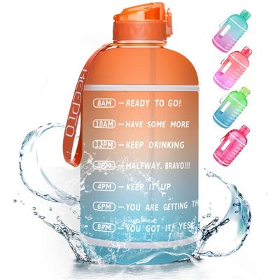 China Viable Water Bottles With Custom Logo 1 Gallon Petg Sports Water Bottle Bpa Free With Time Markers for sale